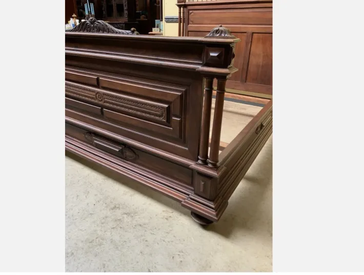Pamono Antique Art Nouveau Walnut Bed, 1890s Hot