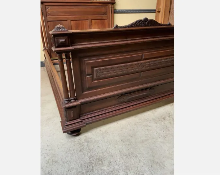 Pamono Antique Art Nouveau Walnut Bed, 1890s Hot