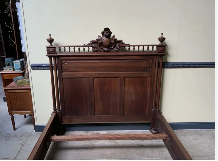 Pamono Antique Art Nouveau Walnut Bed, 1890s Hot