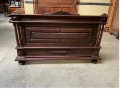 Pamono Antique Art Nouveau Walnut Bed, 1890s Hot