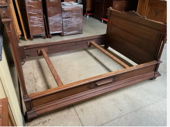 Pamono Antique Art Nouveau Walnut Bed, 1890s Hot