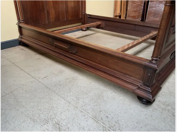 Pamono Antique Art Nouveau Walnut Bed, 1890s Hot