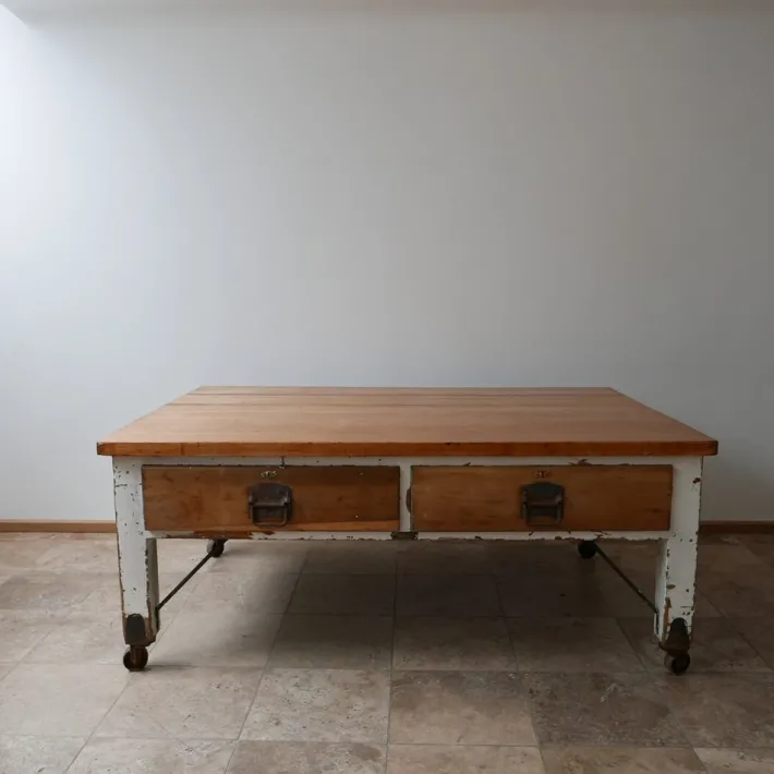 Pamono Antique Bakers Prep Table in Wood