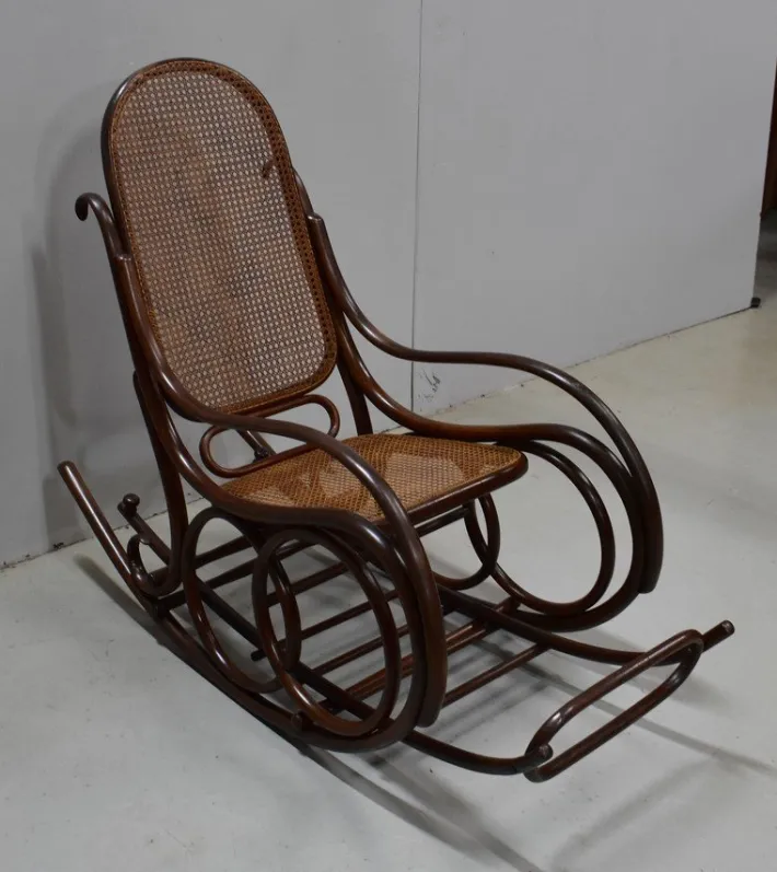 Pamono Antique Beech Rocking Chair, 1900s New