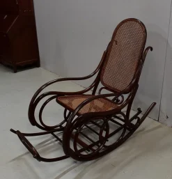 Pamono Antique Beech Rocking Chair, 1900s New
