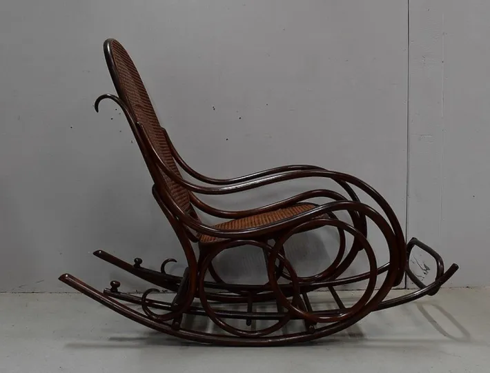 Pamono Antique Beech Rocking Chair, 1900s New