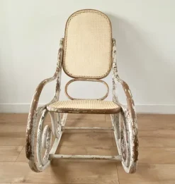 Pamono Antique Bentwood and Cane Rocking Chair, 1900s Clearance