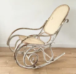 Pamono Antique Bentwood and Cane Rocking Chair, 1900s Clearance