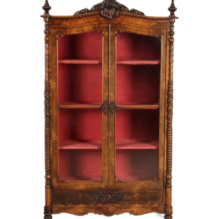 Pamono Antique Biedermeier Display Cabinet in Walnut, 1860 Outlet