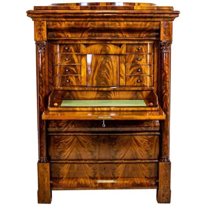 Pamono Antique Biedermeier Mahogany Secretary, 1850 New