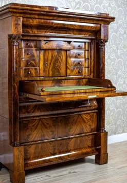 Pamono Antique Biedermeier Mahogany Secretary, 1850 New