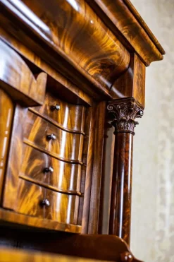 Pamono Antique Biedermeier Mahogany Secretary, 1850 New