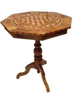 Pamono Antique Biedermeier Marquetry Chess Table, 1800s Hot