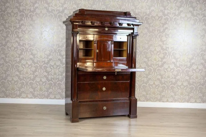 Pamono Antique Biedermeier Secretary with Mahogany, 1840 New