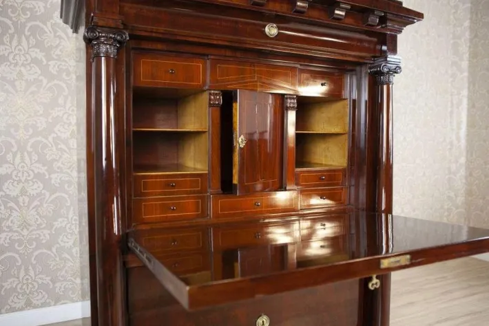 Pamono Antique Biedermeier Secretary with Mahogany, 1840 New