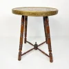 Pamono Antique Brass Tray Table with Turned Wood Legs, 1890s Hot