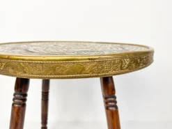Pamono Antique Brass Tray Table with Turned Wood Legs, 1890s Hot
