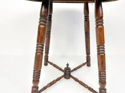 Pamono Antique Brass Tray Table with Turned Wood Legs, 1890s Hot