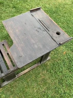 Pamono Antique Brown Painted Children's School Bench and Desk, 1920s New