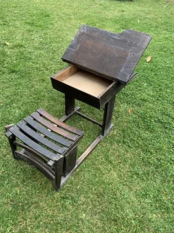 Pamono Antique Brown Painted Children's School Bench and Desk, 1920s New