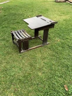 Pamono Antique Brown Painted Children's School Bench and Desk, 1920s New