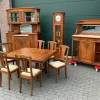 Pamono Antique Buffet with Sideboard and Grandfather Clock and Table and Chairs, 1890s, Set of 6 Clearance
