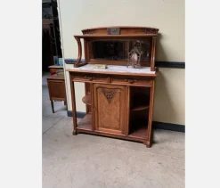 Pamono Antique Buffet with Sideboard and Grandfather Clock and Table and Chairs, 1890s, Set of 6 Clearance