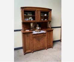 Pamono Antique Buffet with Sideboard and Grandfather Clock and Table and Chairs, 1890s, Set of 6 Clearance