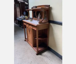 Pamono Antique Buffet with Sideboard and Grandfather Clock and Table and Chairs, 1890s, Set of 6 Clearance
