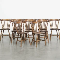 Pamono Antique Dutch Wooden Slat Chairs, Set of 10 Discount