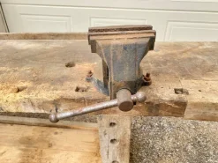 Pamono Antique Early 20th Century Carpenters Workbench in Beech, 1940s Outlet