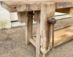 Pamono Antique Early 20th Century Carpenters Workbench in Beech, 1940s Outlet