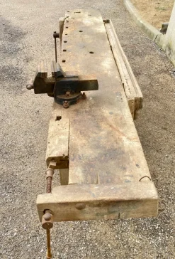 Pamono Antique Early 20th Century Carpenters Workbench in Beech, 1940s Outlet