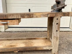 Pamono Antique Early 20th Century Carpenters Workbench in Beech, 1940s Outlet