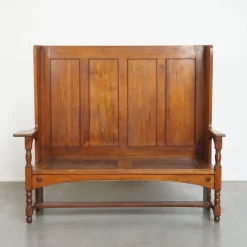 Pamono Antique Early 20th Century Wooden Bench with High Back