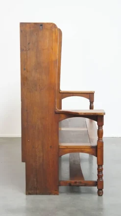 Pamono Antique Early 20th Century Wooden Bench with High Back