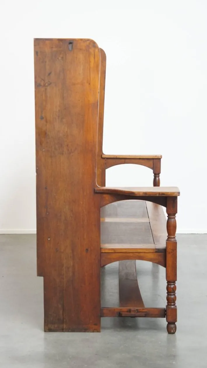 Pamono Antique Early 20th Century Wooden Bench with High Back