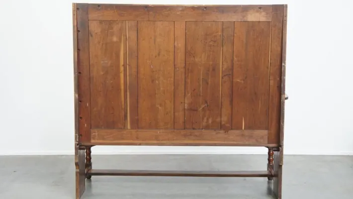 Pamono Antique Early 20th Century Wooden Bench with High Back