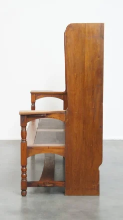 Pamono Antique Early 20th Century Wooden Bench with High Back