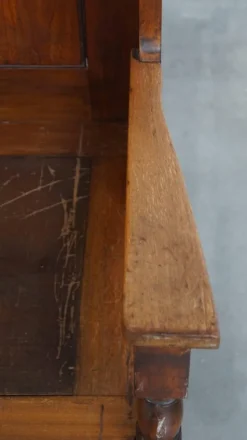 Pamono Antique Early 20th Century Wooden Bench with High Back