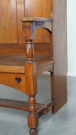 Pamono Antique Early 20th Century Wooden Bench with High Back