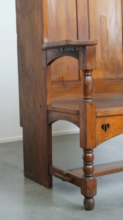 Pamono Antique Early 20th Century Wooden Bench with High Back