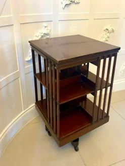 Pamono Antique Edwardian Mahogany Revolving Bookcase, 1900s New