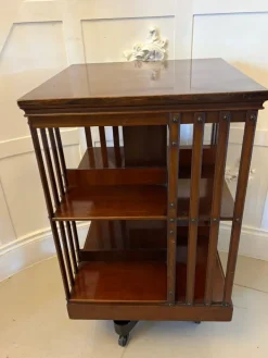 Pamono Antique Edwardian Mahogany Revolving Bookcase, 1900s New