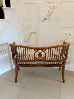 Pamono Antique Edwardian Mahogany Inlaid Bench, 1900s New