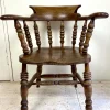 Pamono Antique English Elm Wood Windsor Captains Chair, 1900s
