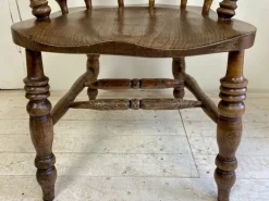 Pamono Antique English Elm Wood Windsor Captains Chair, 1900s