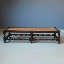 Pamono Antique English Foot Bench with Rattan, 1920s Discount