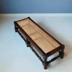 Pamono Antique English Foot Bench with Rattan, 1920s Discount