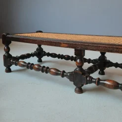 Pamono Antique English Foot Bench with Rattan, 1920s Discount